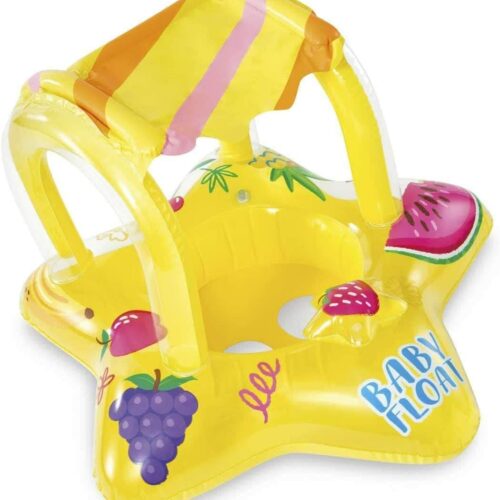 Intex - Flotteur pour Enfants Gonflable BabyFloat, 31.8" x 31", Avec Ombrelle, Pour Bambin de 1 à 2 ans, Jaune