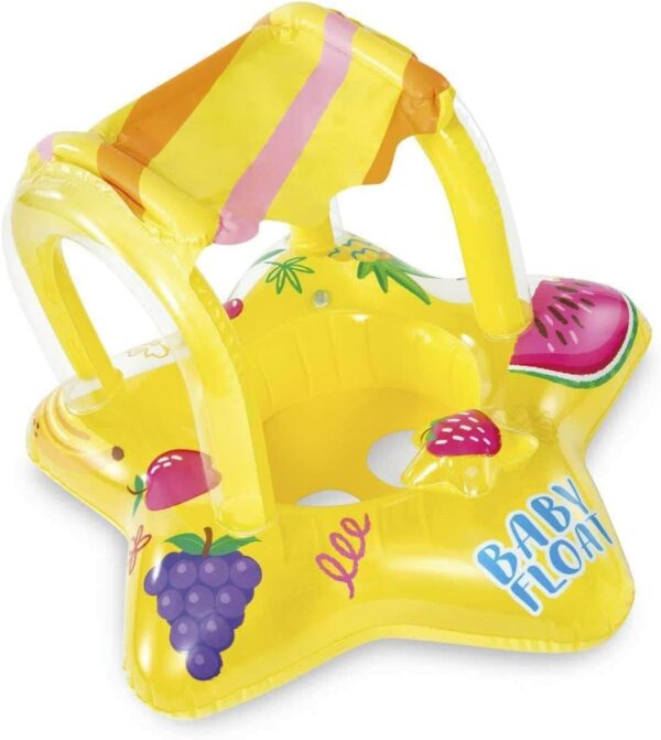 Intex - Flotteur pour Enfants Gonflable BabyFloat, 31.8" x 31", Avec Ombrelle, Pour Bambin de 1 à 2 ans, Jaune